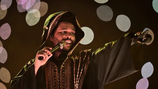 The Weeknd em palco durante a "After Hours Til Dawn Tour" no MorumBIS a 7 de setembro de 2024, em São Paulo, Brasil.