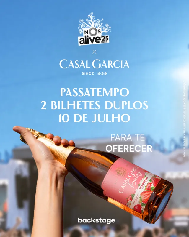 NOS Alive: Passatempo de oferta de 2 bilhetes duplos para o dia 10 de julho.